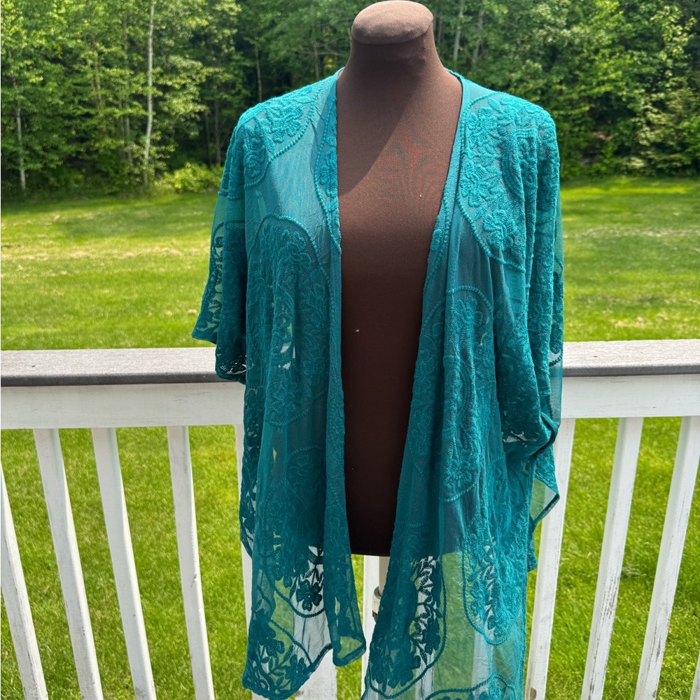 Maurices Teal Lace Cardigan